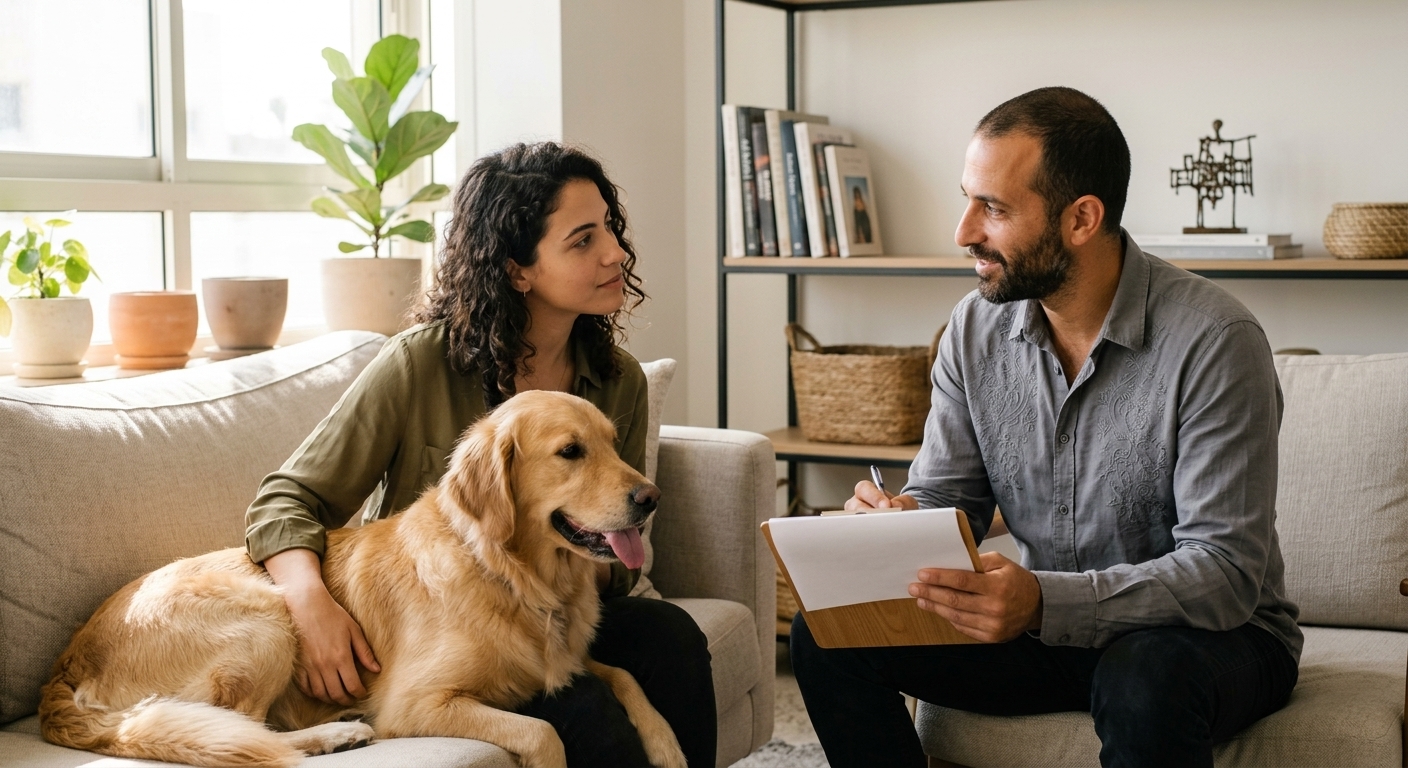 בעלת כלב בייעוץ מקצועי עם מומחה להתנהגות