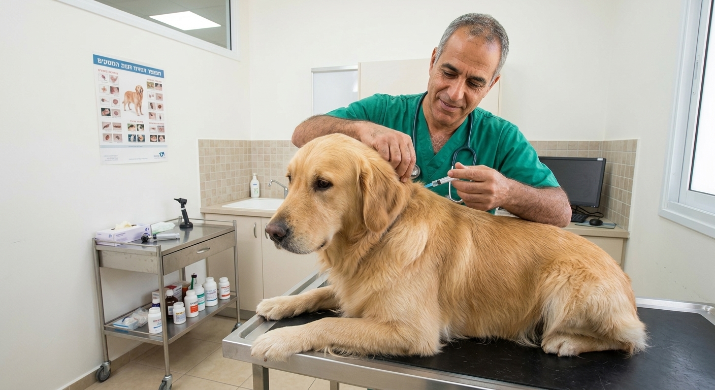 ווטרינר מחסן כלב לפני שהולך לפנסיון
