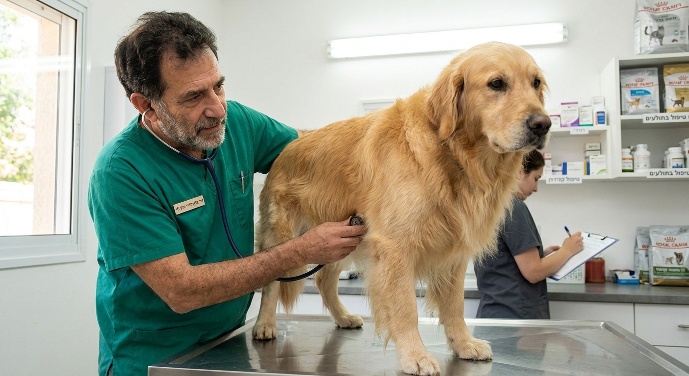 ווטרינר ישראלי מבצע בדיקה שנתית לרטריבר