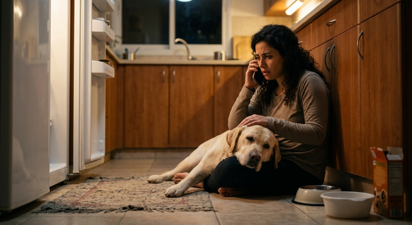 אישה ישראלית מתקשרת לווטרינר בשעת לילה עם כלב