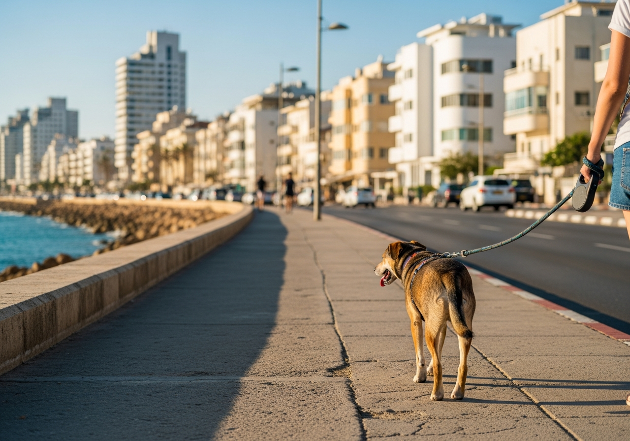 הליכה עירונית בטוחה עם כלב ברצועה