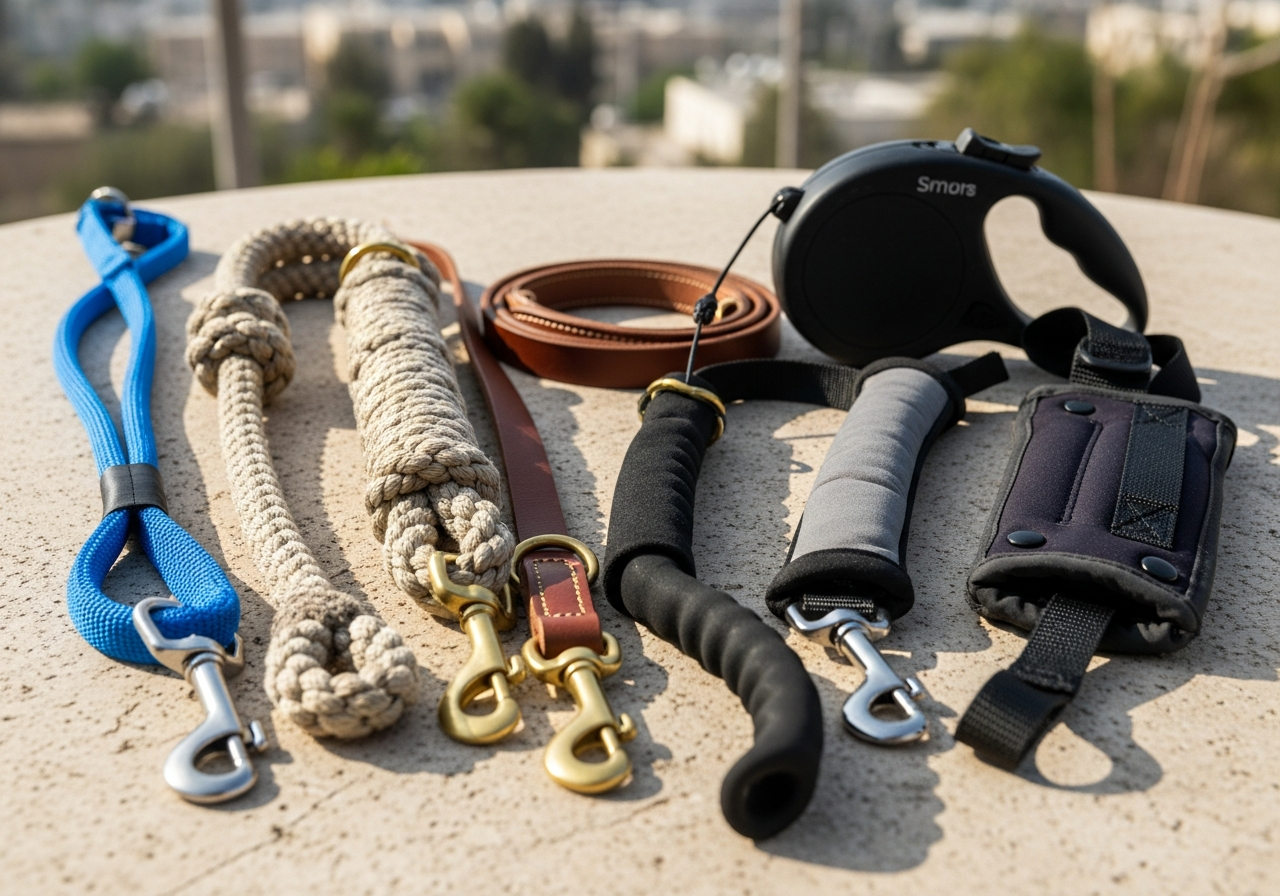 סוגים שונים של רצועות לכלב מחומרים שונים