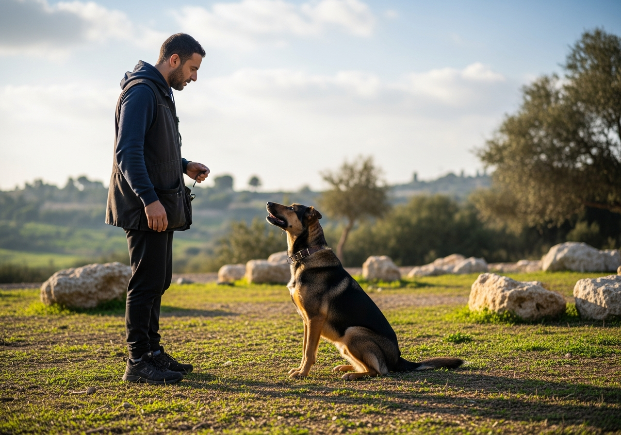 מאלף כלבים ישראלי באימון בחוץ