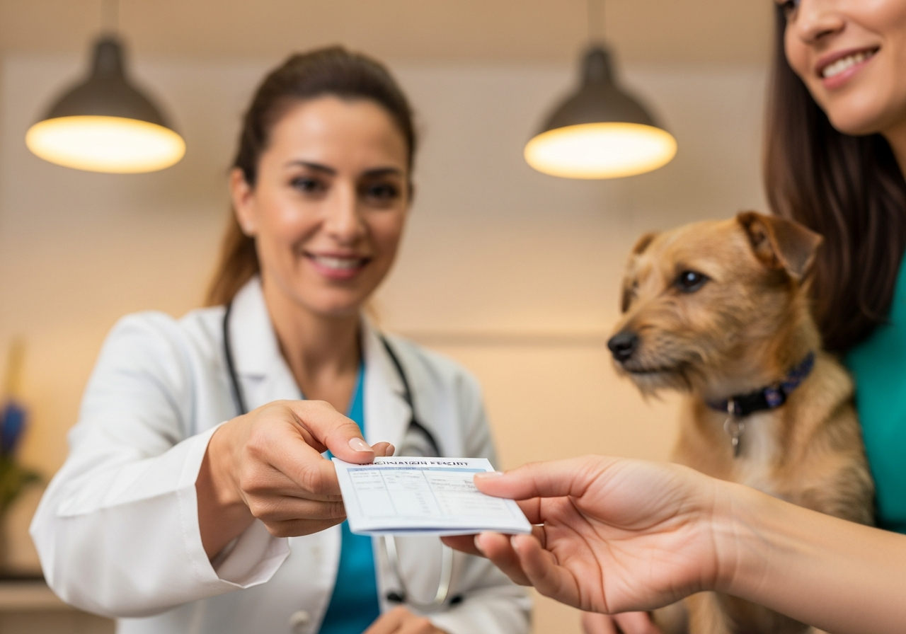 ווטרינר ממלא תעודת חיסונים