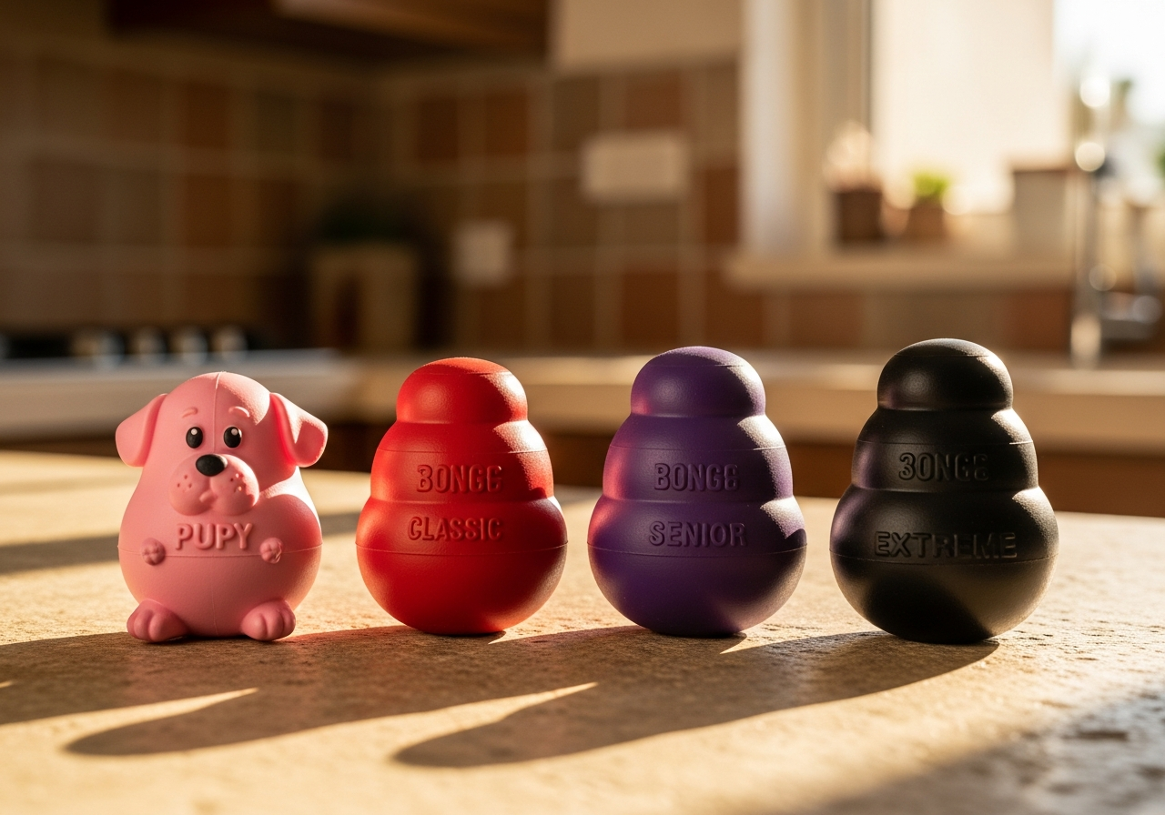 סוגי קונג שונים מסודרים על משטח אבן