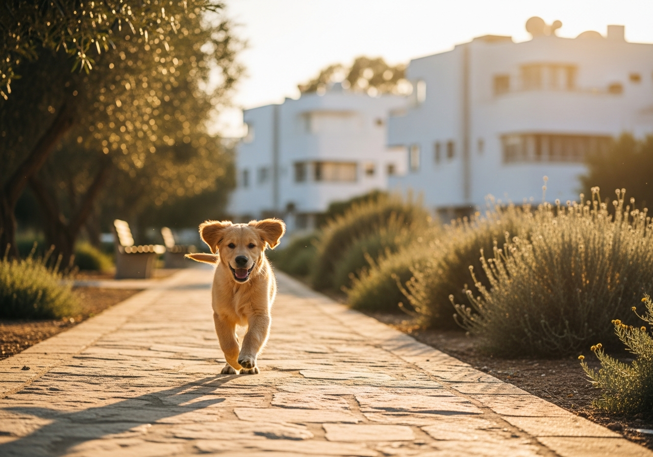 גור כלבים בריא ושמח משחק בפארק ישראלי