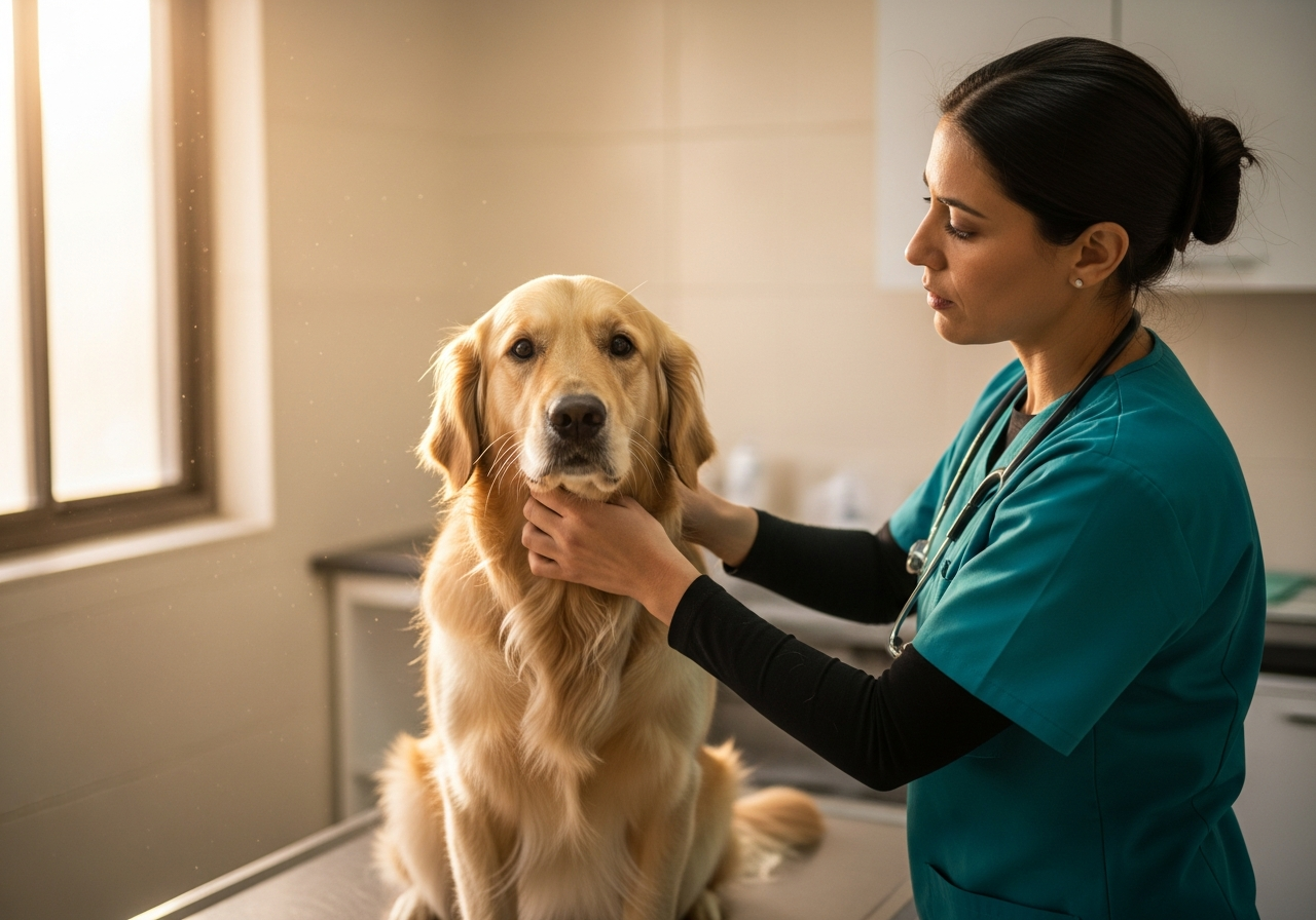 וטרינר בודק כלב במרפאה וטרינרית בישראל