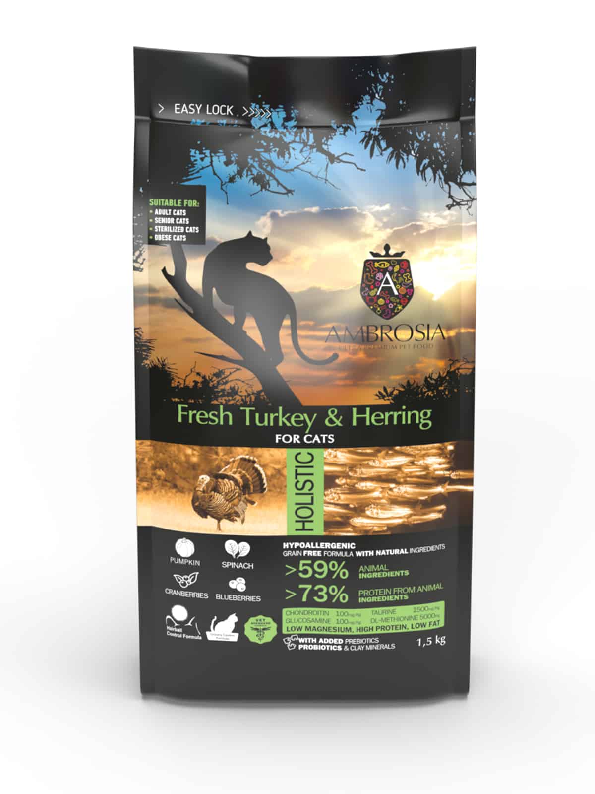אמברוסיה Fresh Turkey & Herring - מזון יבש לחתולים