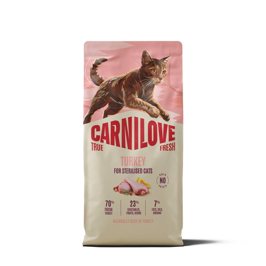 קרנילאב True Fresh Turkey Dry Food For Sterilised Cats - מזון יבש לחתולים
