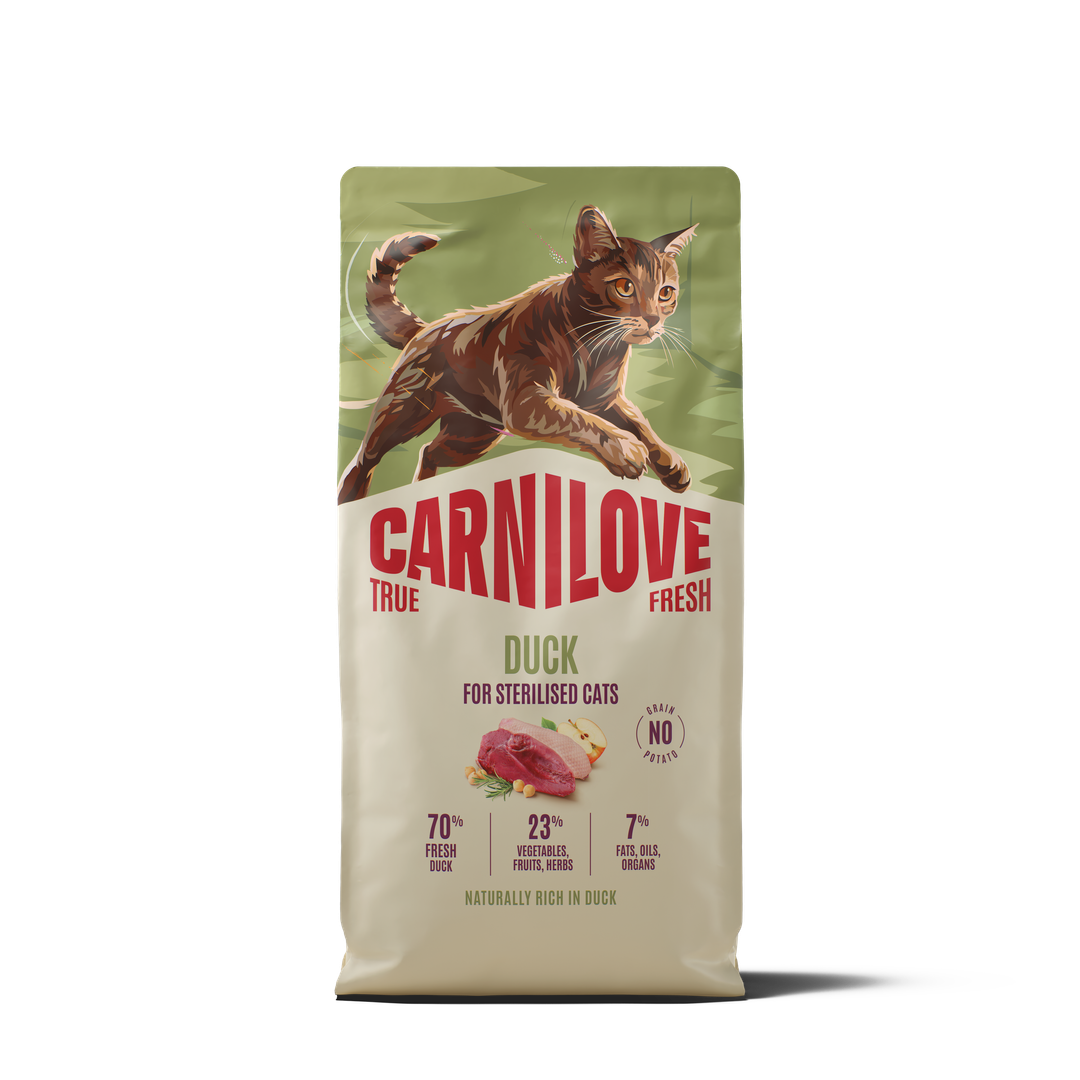 קרנילאב True Fresh Duck Dry Food For Sterilised Cats - מזון יבש לחתולים
