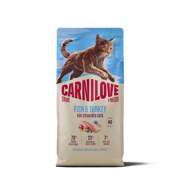 קרנילאב TRUE FRESH Fish & Turkey Dry food for Sterilised Cats - מזון יבש לחתולים