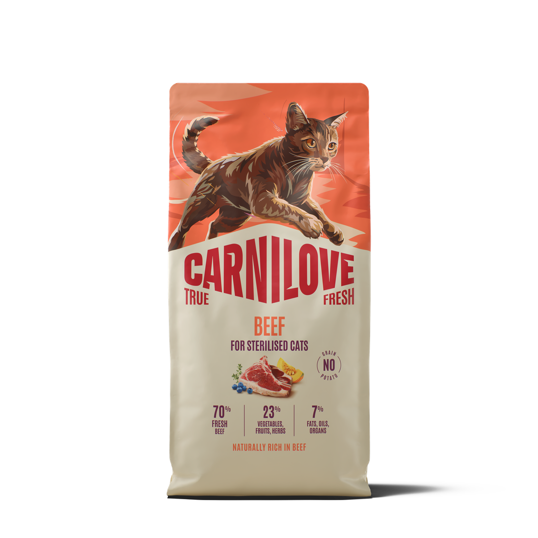 קרנילאב True Fresh Beef Dry food for Sterilised Cats - מזון יבש לחתולים
