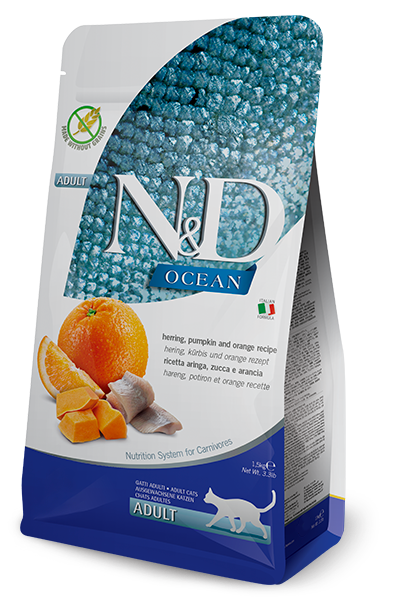 נטורל אנד דלישס Herring, Pumpkin & Orange Adult - מזון יבש לחתולים