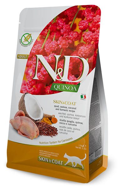 נטורל אנד דלישס Quinoa Functional Feline Skin & Coat Quail - מזון יבש לחתולים