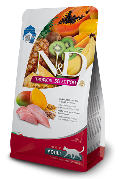 נטורל אנד דלישס Chicken, Spelt, Oats and Tropical Fruits - מזון יבש לחתולים