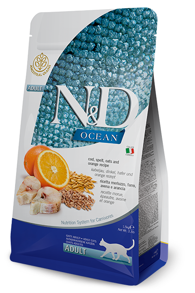 נטורל אנד דלישס Cod, Spelt, Oats & Orange Adult - מזון יבש לחתולים