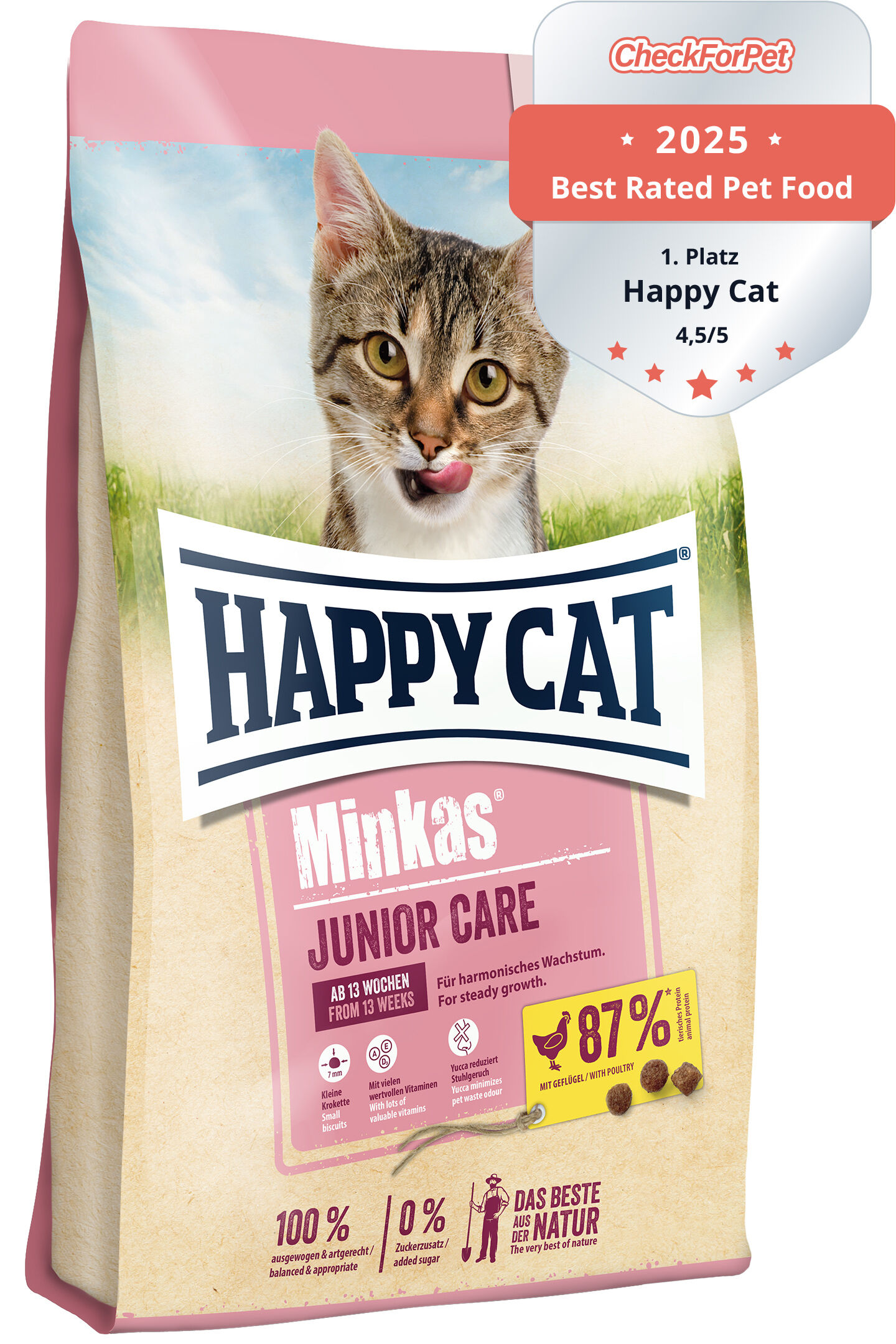 הפי קט Minkas Junior Care Poultry - מזון יבש לחתולים