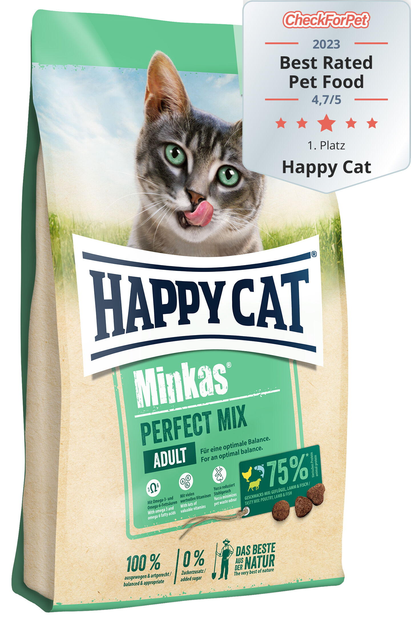 הפי קט Minkas Perfect Mix Poultry, Fish & Lamb - מזון יבש לחתולים