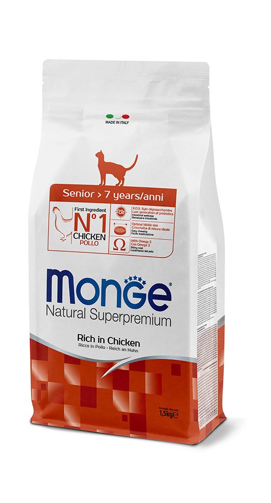 מונג' Natural Superpremium Senior Rich in Chicken - מזון יבש לחתולים