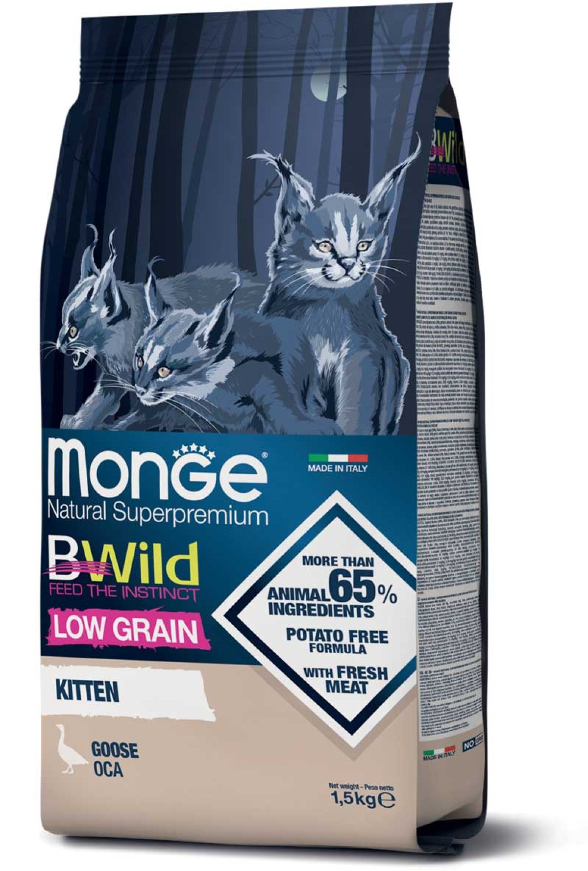 מונג' BWild Low Grain Goose - מזון יבש לחתולים
