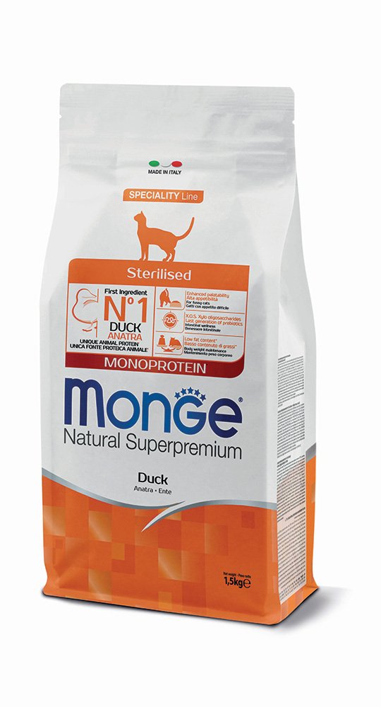 מונג' Natural Superpremium Monoprotein Sterilised Duck - מזון יבש לחתולים