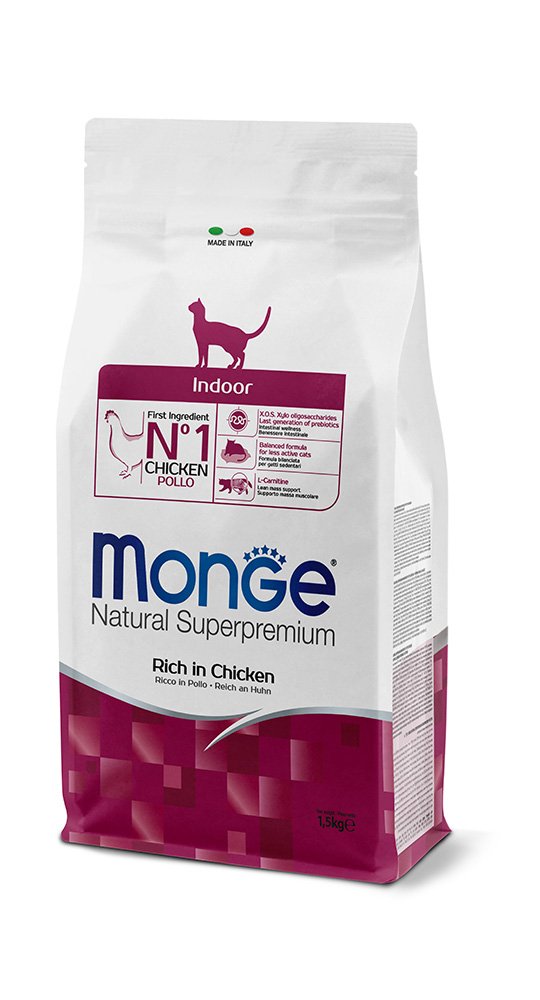 מונג' Natural Superpremium Indoor Rich in Chicken - מזון יבש לחתולים