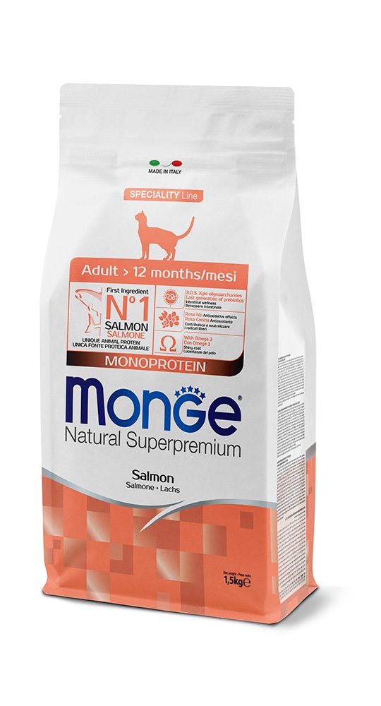מונג' Natural Superpremium Monoprotein Adult Salmon - מזון יבש לחתולים