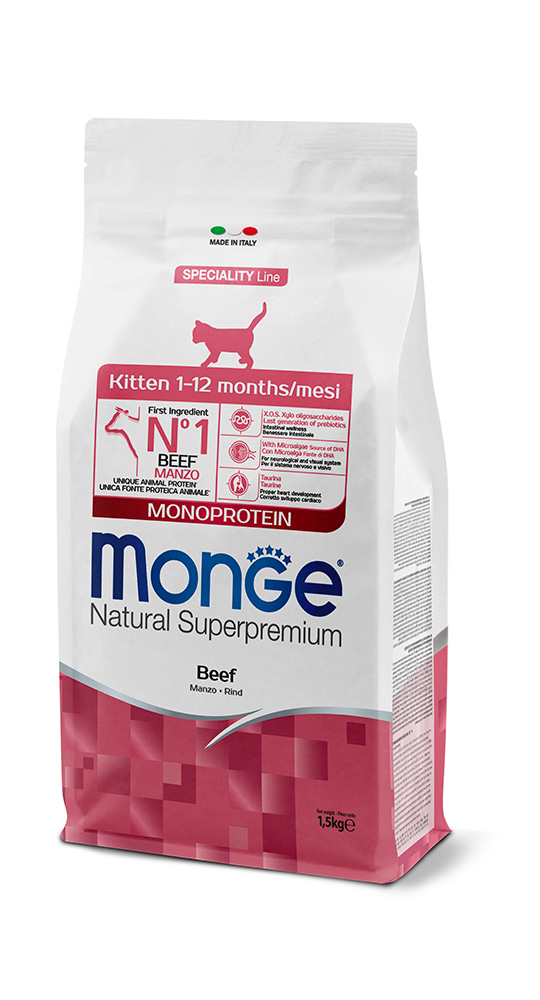 מונג' Natural Superpremium Monoprotein Kitten Beef - מזון יבש לחתולים
