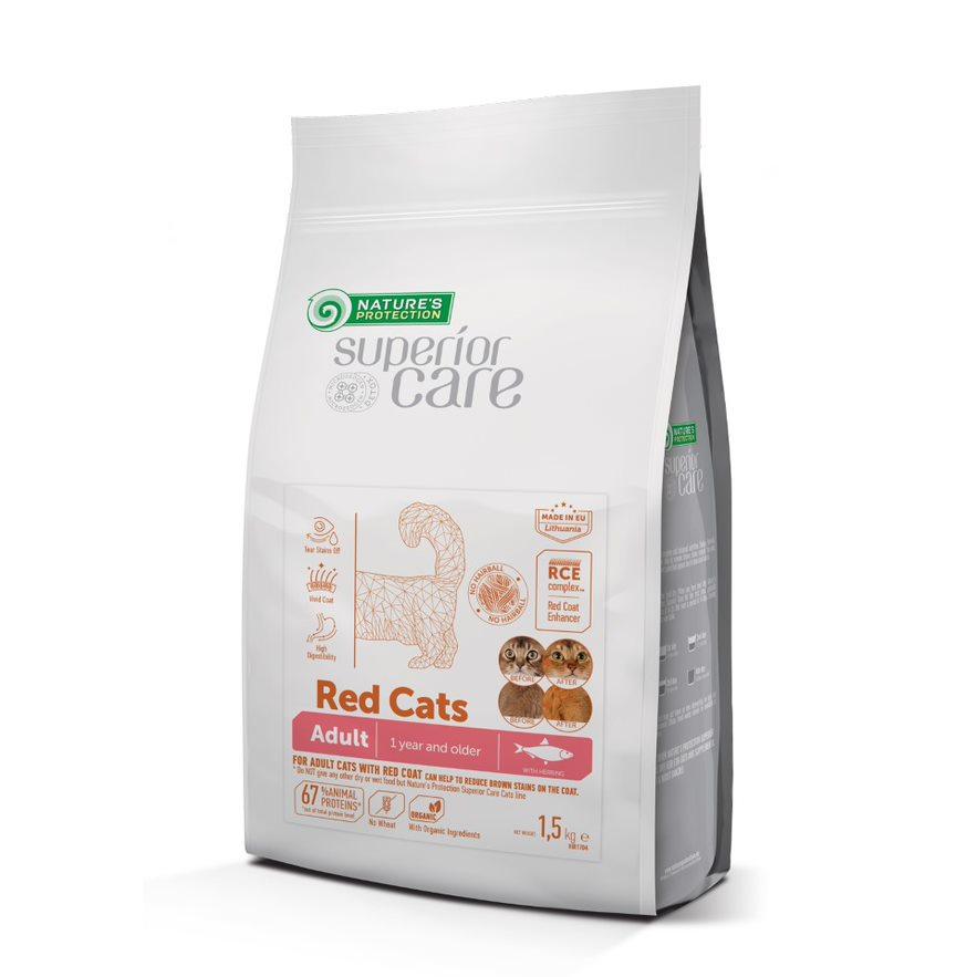 נייצ'רס פרוטקשן Superior Care Red Cats Grain Free with Herring for Adult All Breeds - מזון יבש לחתולים