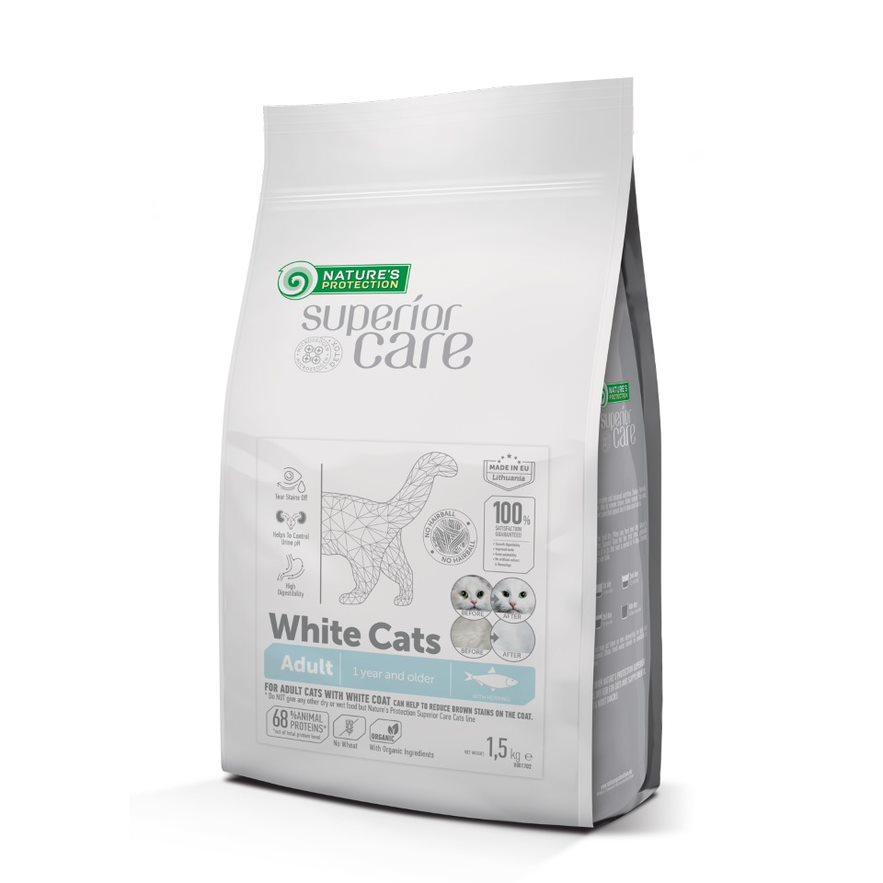 נייצ'רס פרוטקשן Superior White Cats Grain Free with Herring for Adult All Breeds - מזון יבש לחתולים