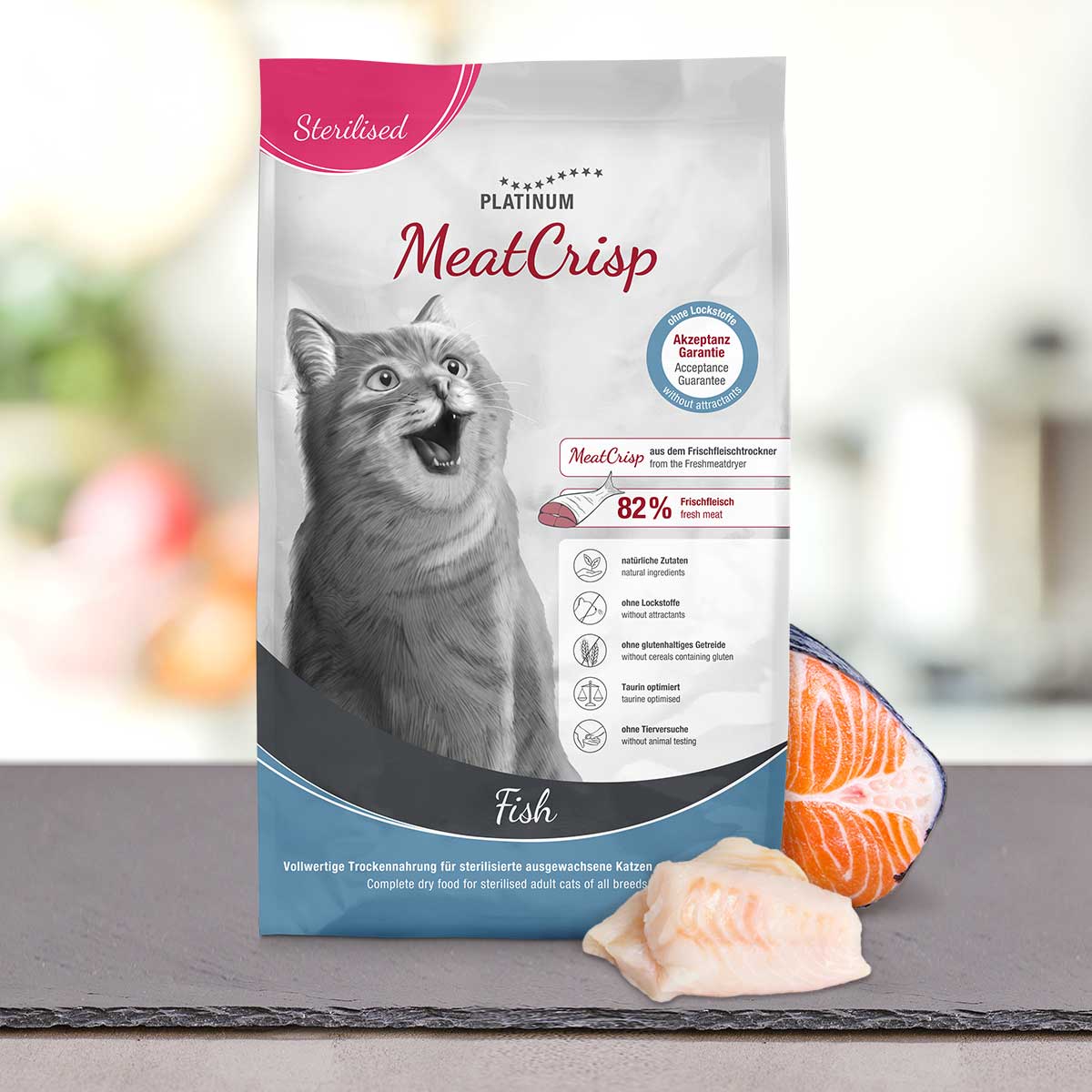 פלטינום MeatCrisp Sterilised Fish - מזון יבש לחתולים