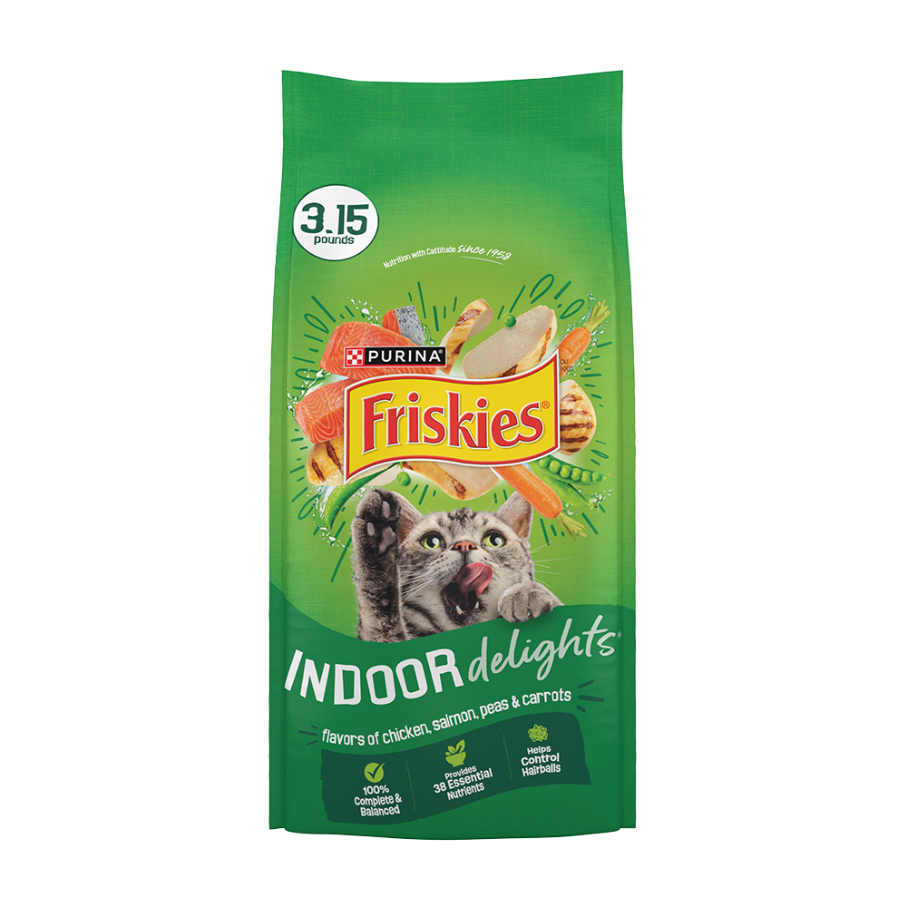 פורינה פריסקיז Indoor Delights With Flavors of Chicken, Salmon, Peas & Carrots - מזון יבש לחתולים