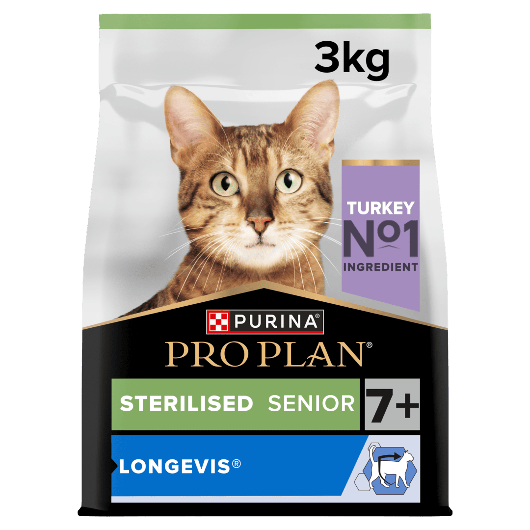 פרו פלאן Adult 7+ Sterilised LONGEVIS Turkey - מזון יבש לחתולים