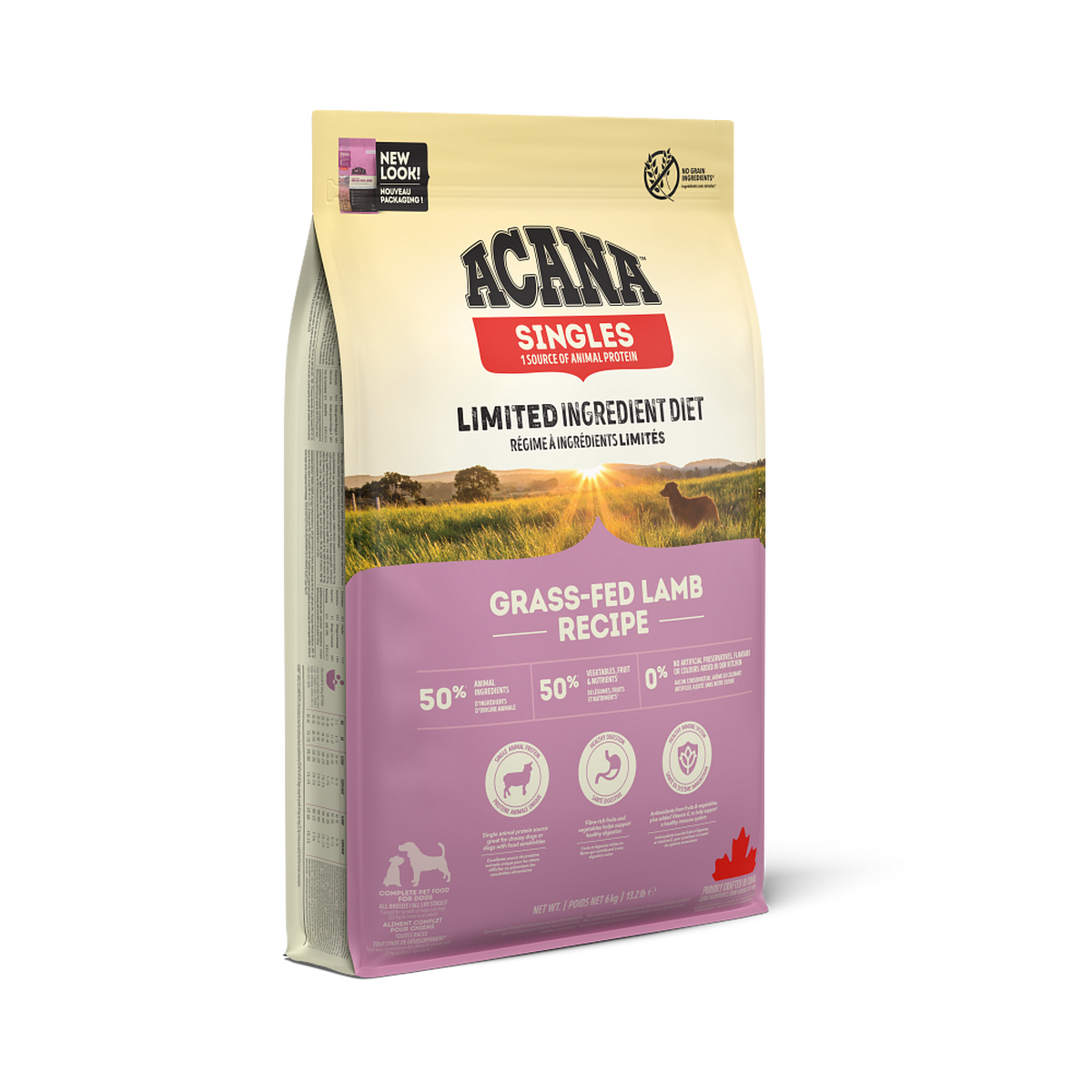 אקאנה Singles Grass-fed Lamb - מזון יבש לכלבים