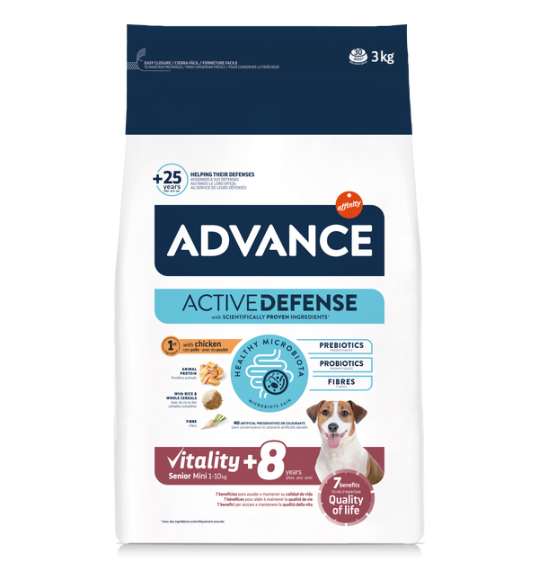 אדוונס אפיניטי VITALITY SENIOR MINI +8 - מזון יבש לכלבים
