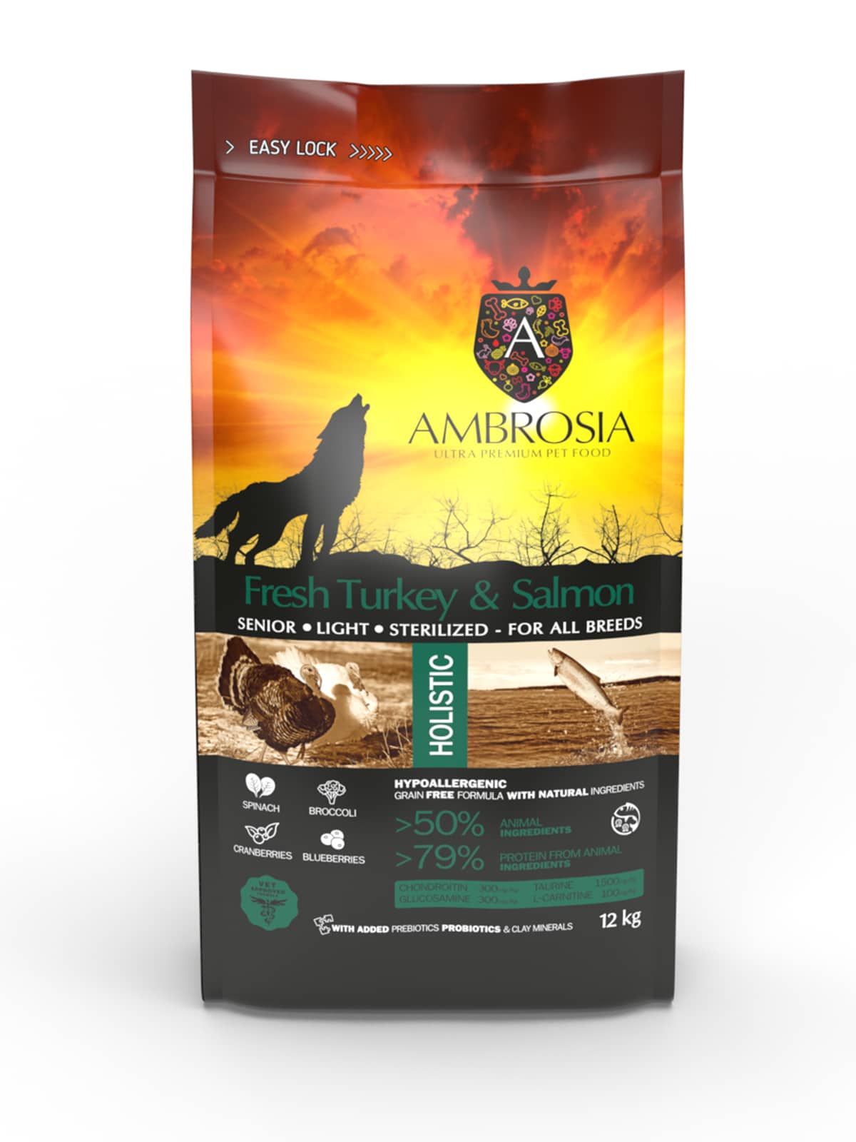 אמברוסיה Fresh Turkey & Salmon - מזון יבש לכלבים