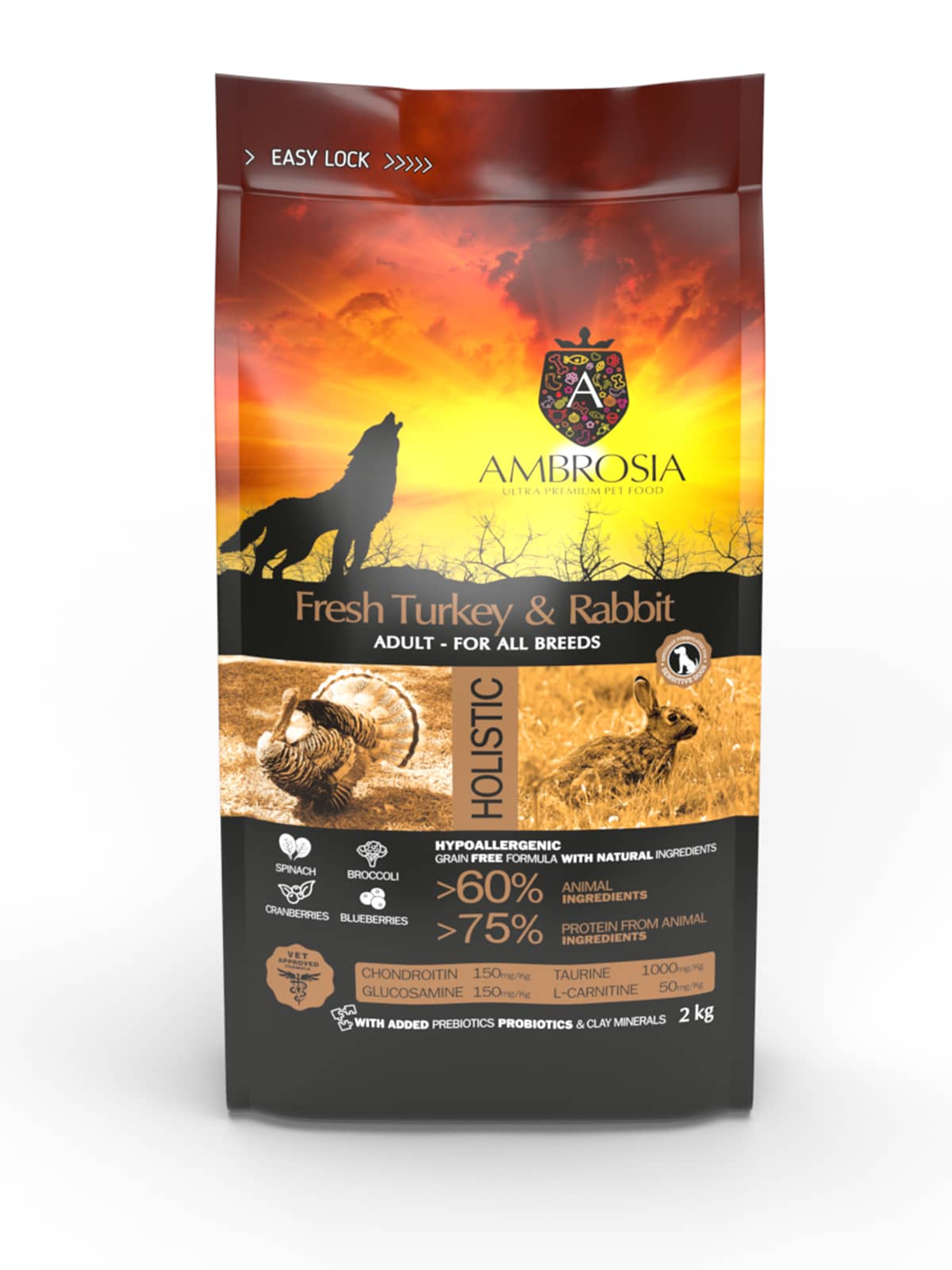 אמברוסיה Fresh Turkey & Rabbit - מזון יבש לכלבים