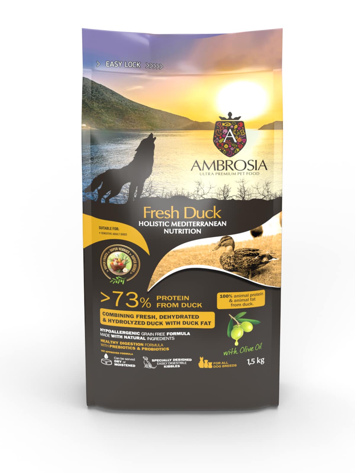 אמברוסיה Fresh Duck - מזון יבש לכלבים