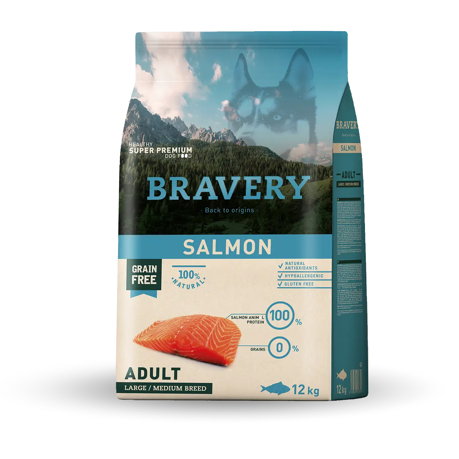 ברייברי SALMON ADULT LARGE/MEDIUM BREEDS - מזון יבש לכלבים