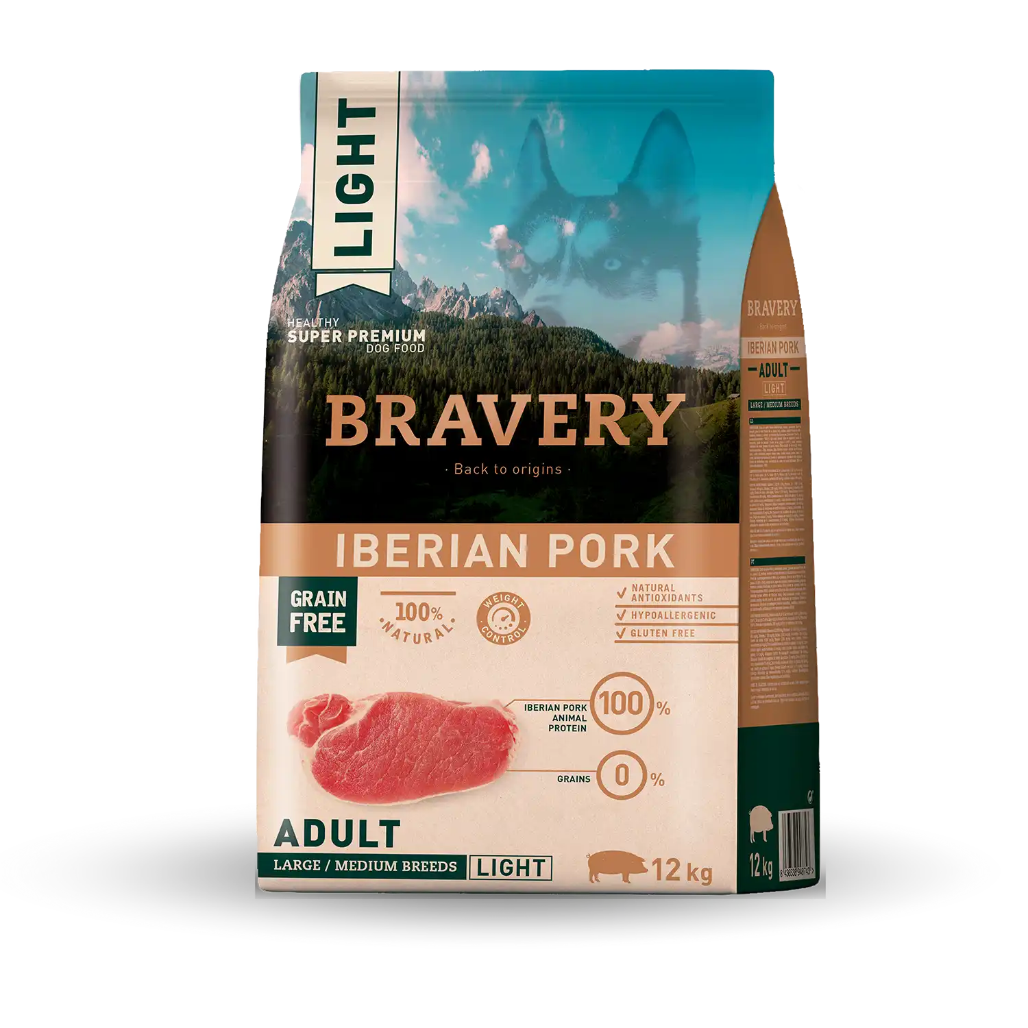 ברייברי IBERIAN PORK LIGHT ADULT LARGE/MEDIUM BREEDS - מזון יבש לכלבים