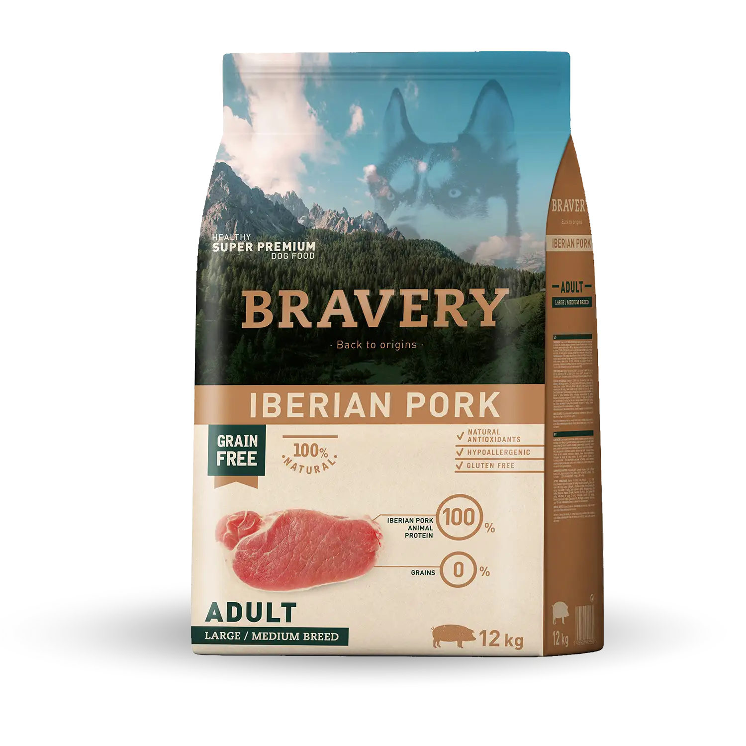 ברייברי DOG IBERIAN PORK ADULT LARGE/MEDIUM BREEDS - מזון יבש לכלבים