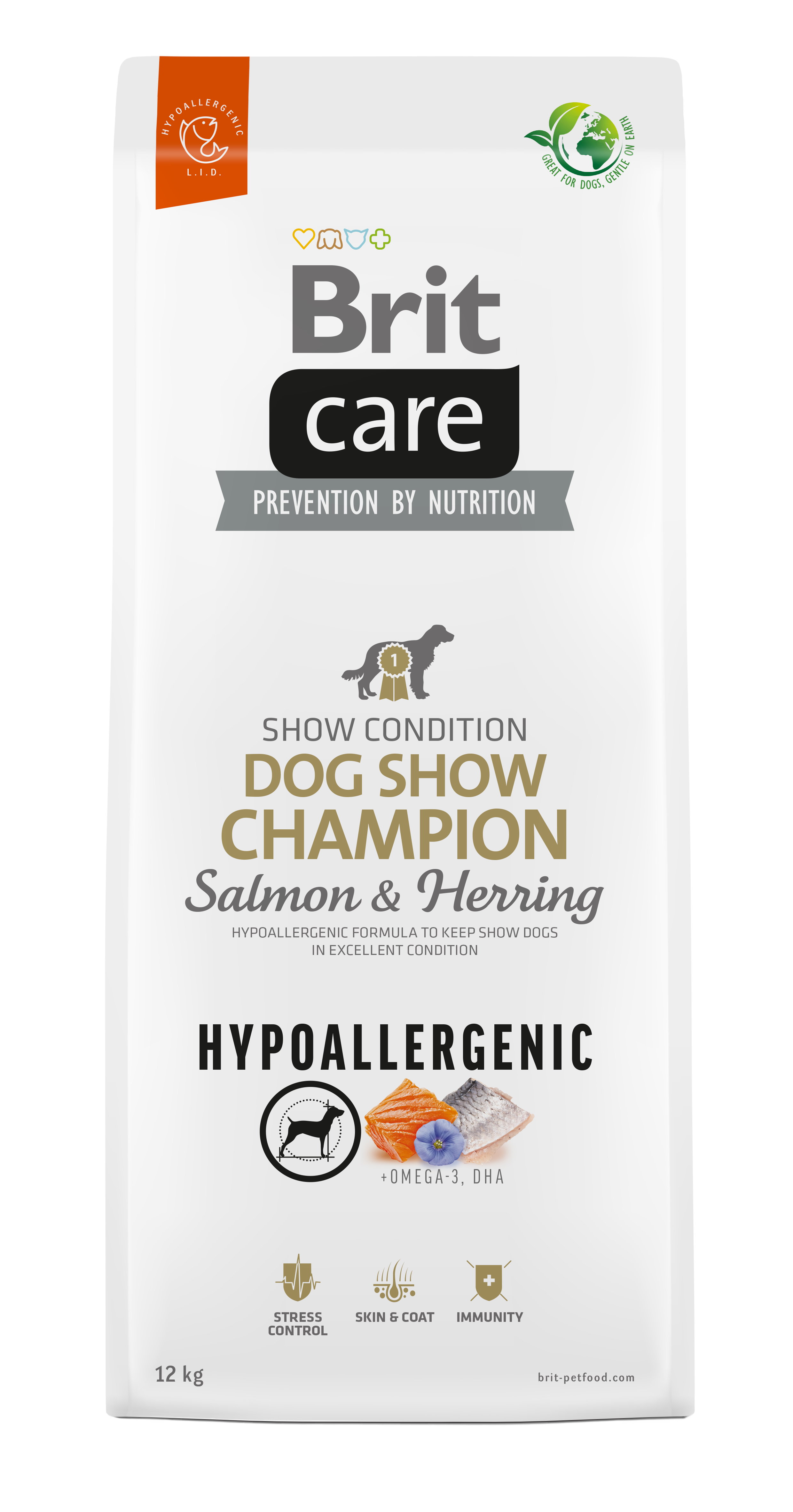 בריט Care Dog Hypoallergenic Dog Show Champion - מזון יבש לכלבים