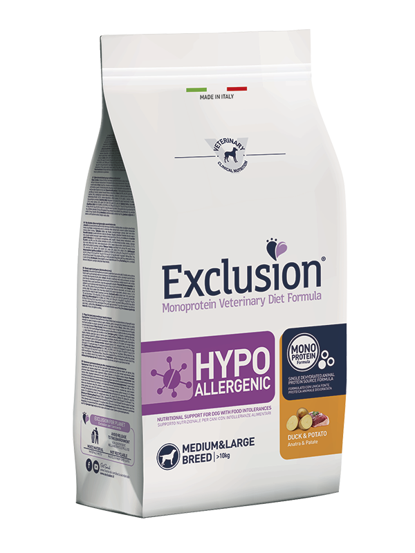 אקסלוז'ן Hypoallergenic Duck & Potato Medium&Large Breed - מזון יבש לכלבים