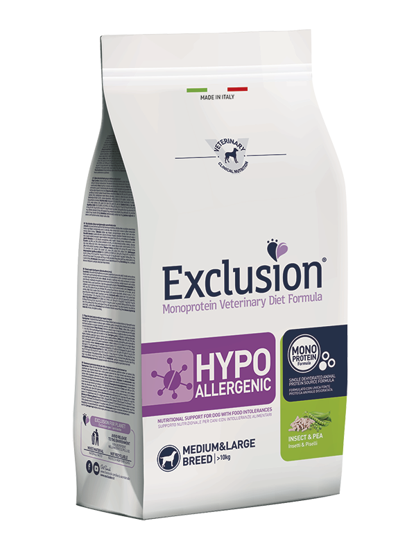 אקסלוז'ן Hypoallergenic Insect & Pea Medium&Large Breed - מזון יבש לכלבים