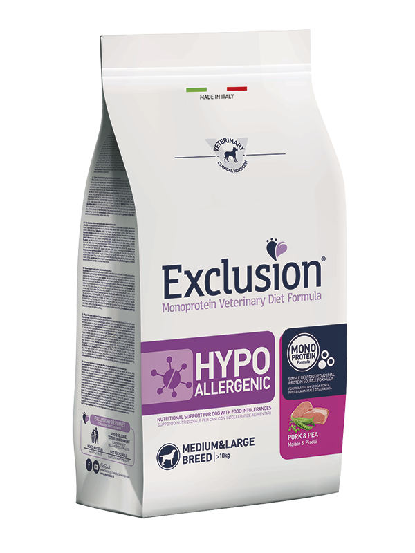 אקסלוז'ן Hypoallergenic Pork & Pea Medium&Large Breed - מזון יבש לכלבים