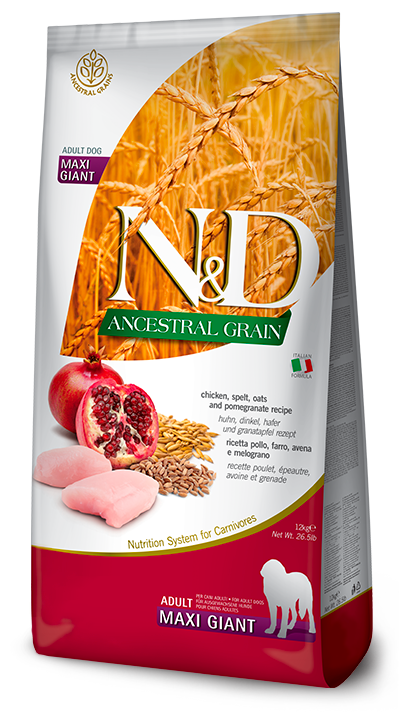 נטורל אנד דלישס Ancestral Grain Canine - Chicken & Pomegranate adult maxi giant - מזון יבש לכלבים