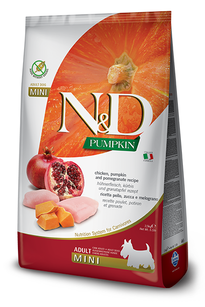נטורל אנד דלישס Pumpkin Chicken & Pomegranate Adult Mini - מזון יבש לכלבים