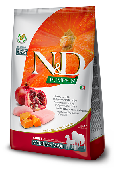 נטורל אנד דלישס Pumpkin Chicken and Pomegranate Adult Medium & Maxi - מזון יבש לכלבים