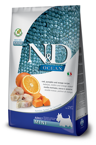 נטורל אנד דלישס Ocean Cod, Pumpkin & Orange Adult Mini - מזון יבש לכלבים