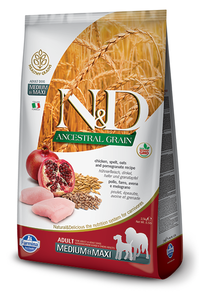נטורל אנד דלישס Low Ancestral Grain canine Chicken & Pomegranate Adult medium&maxi - מזון יבש לכלבים